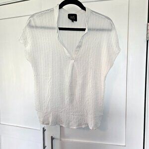 Blouse/Top - W5 White gold Striped short sleeve sheer - Size M